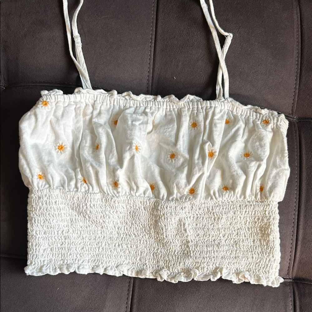 American Eagle Outfitters White and Yellow Kids Top